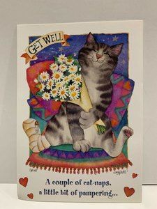 🤒3/$15 GET WELL Leanin’ Tree VTG 6/pk Greeting Card/Env CAT Wendy Darker NLA
